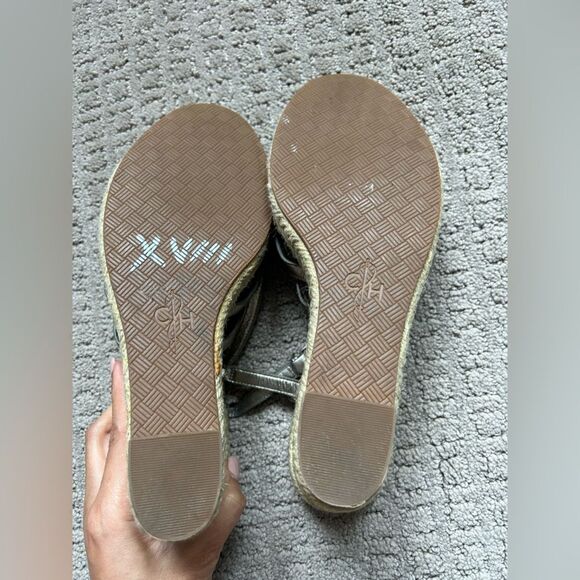 Cole Haan Sandals Meadow Strap Wedge II Metallic Strappy Spadrilles - Picture 4 of 10